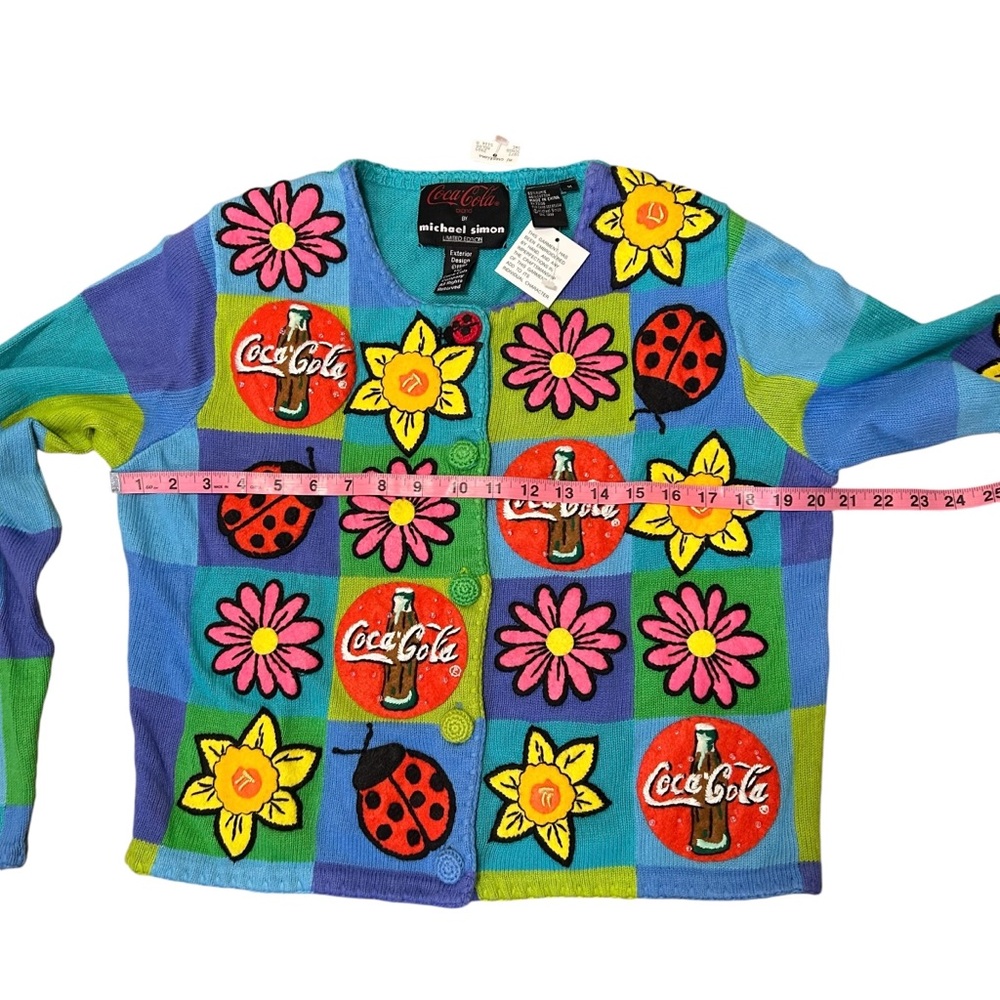 Vintage Michael Simon x Coca-Cola Patchwork Cardigan 90s NWT Medium Rare - Picture 6 of 6